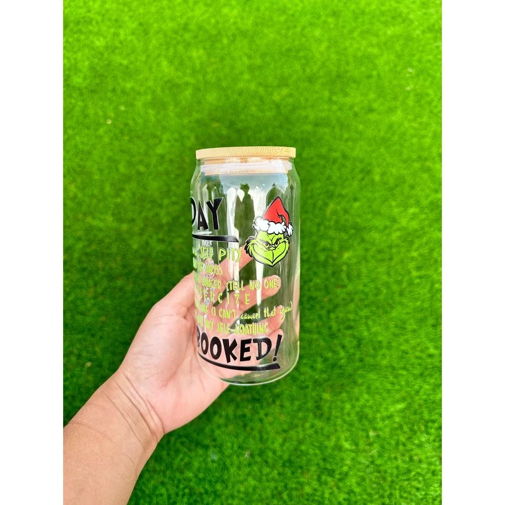 Grinch Christmas Glass cup | I'm booked - Picture 2 of 5